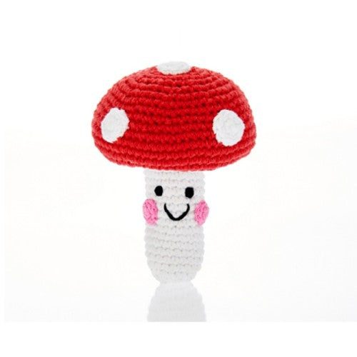 Hand-Knit Mushroom Rattle