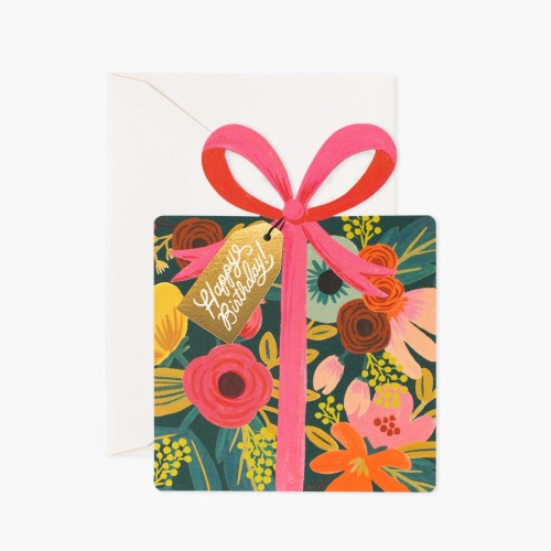 Floral Present Happy Birthday Card