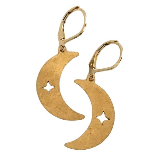 Brass Moon with Star Earring
