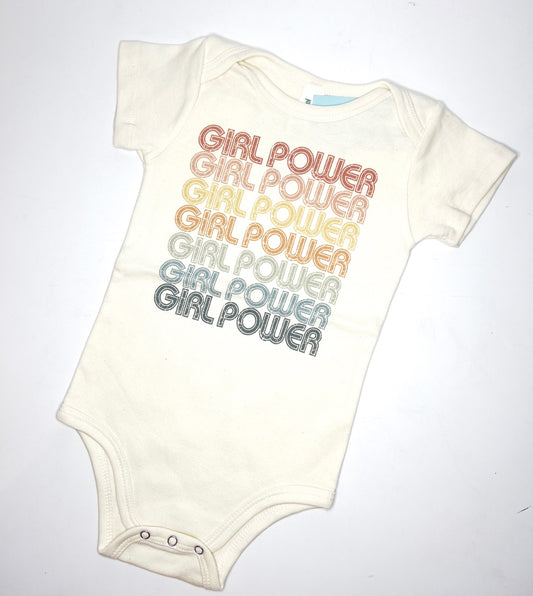 Girl Power Rainbow Retro Repeat Onesie: 6-12 Months