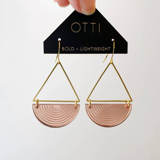 Modern Architectural Half Moon Earring: Rose Gold