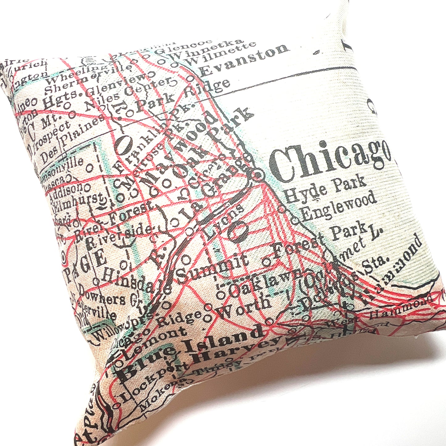 18" Chicago Illinois Map Pillow