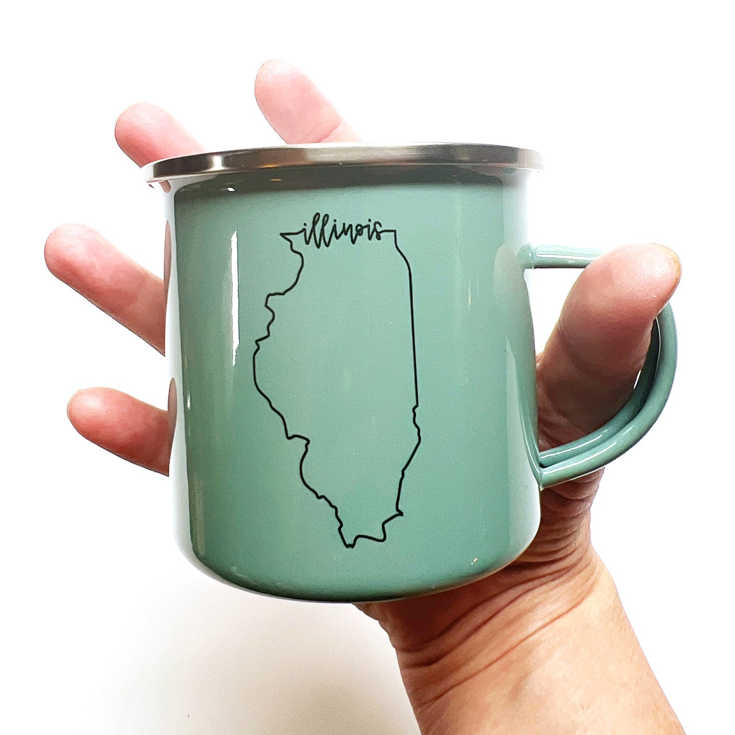 Green Illinois Metal Mug