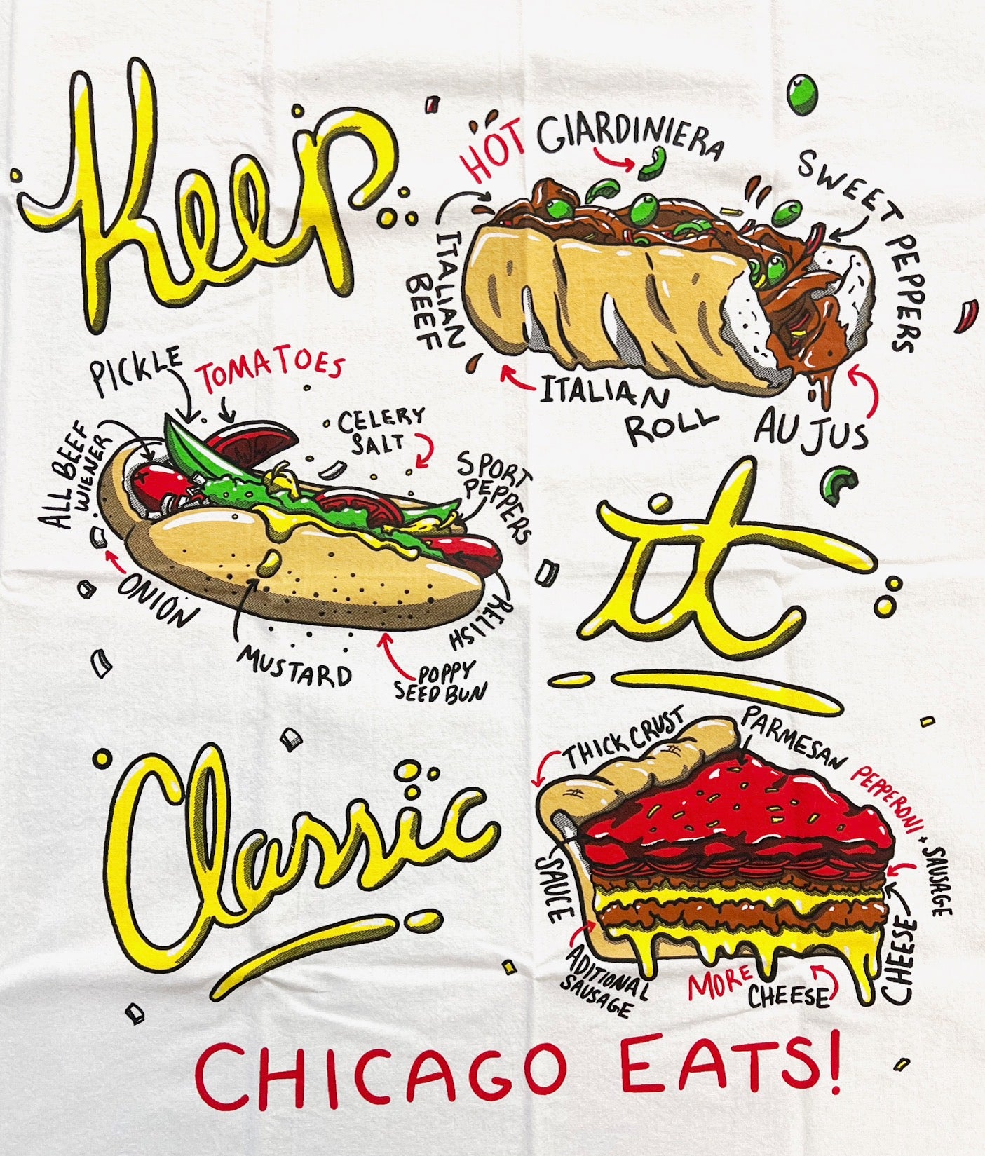 Classic Chicago Eats Tea Towel