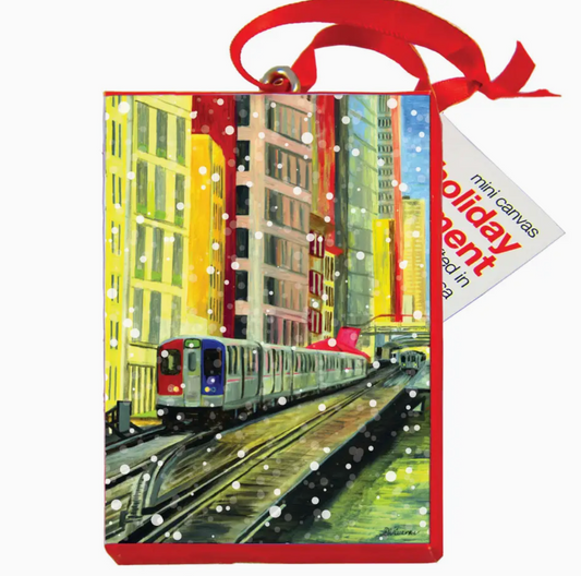 The El, Chicago Canvas Ornament