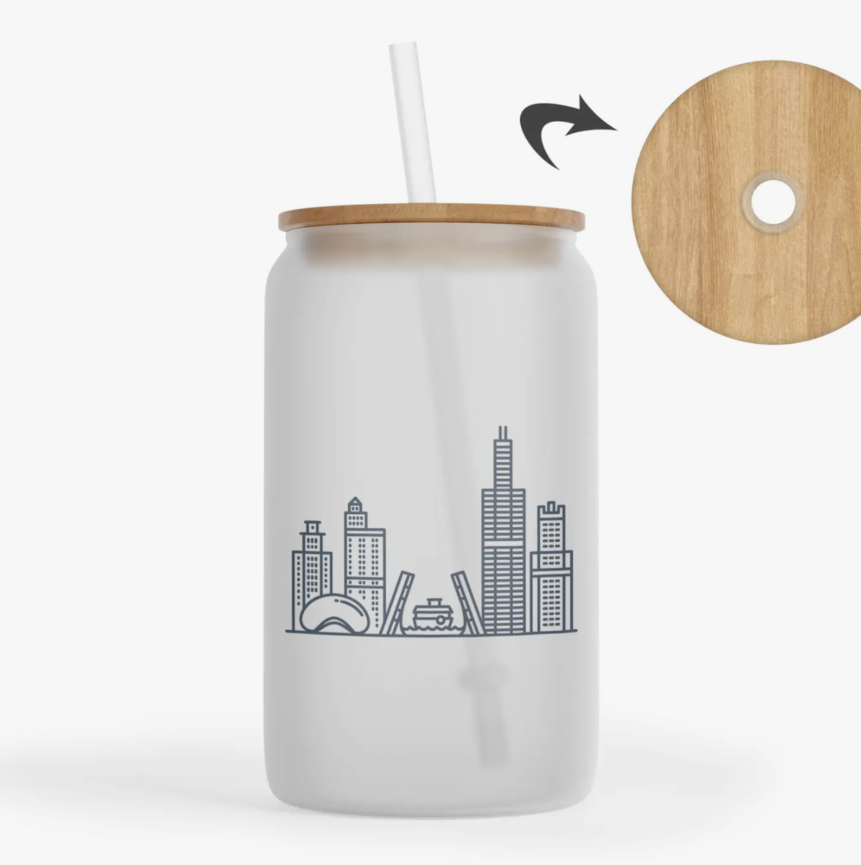 Chicago Skyline Frosted Glass Tumbler