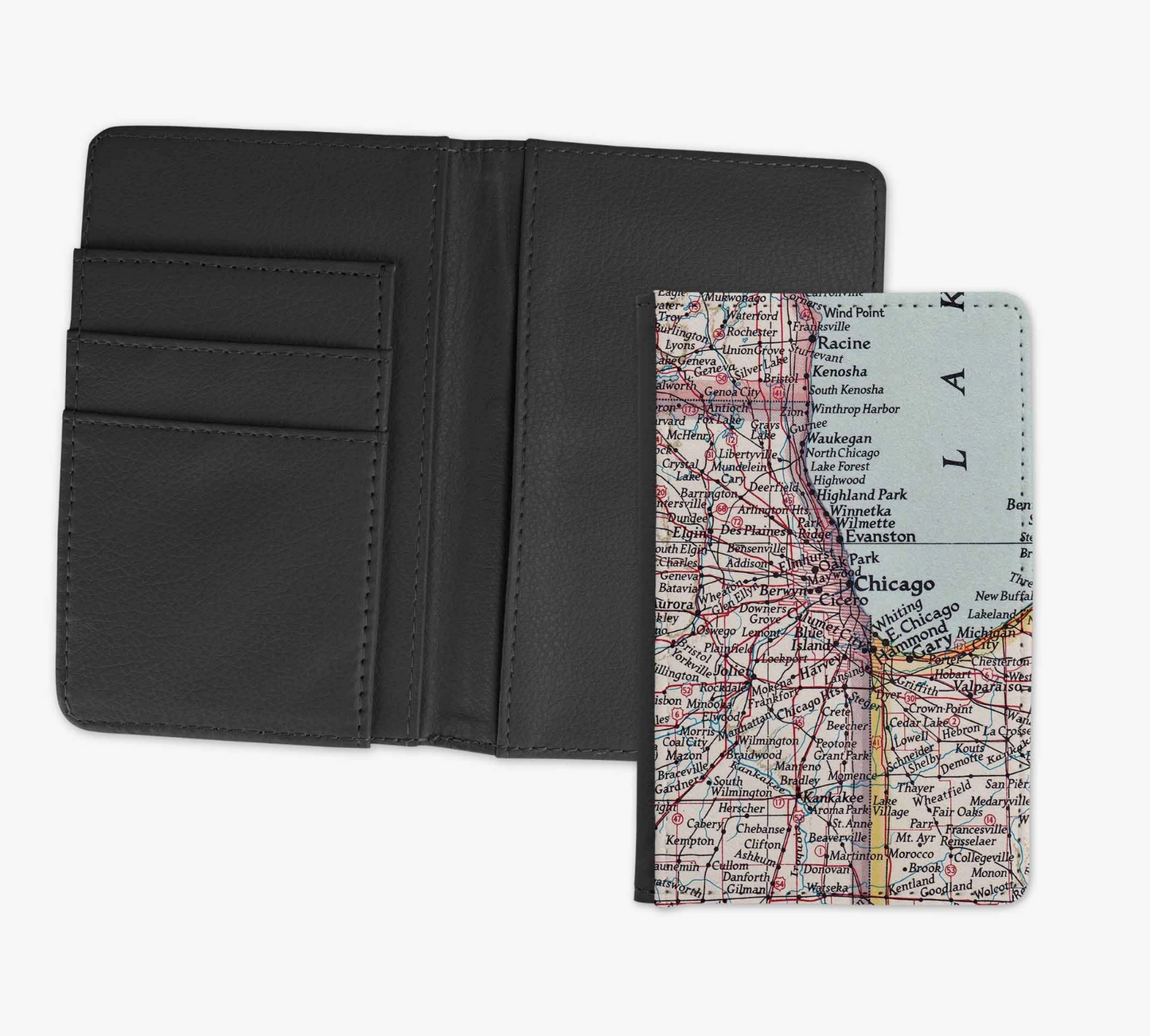 Chicago Illinois Map Passport Cover Wallet