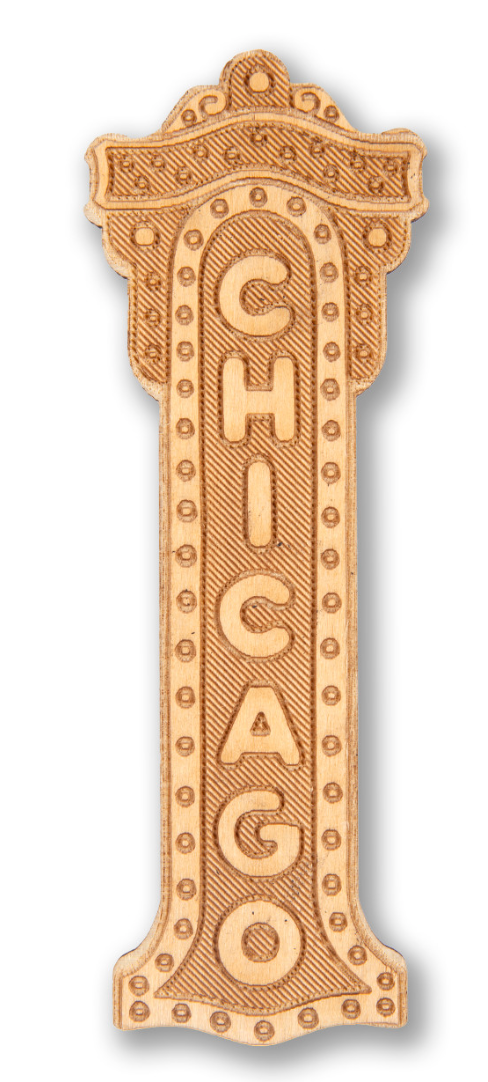 Chicago Theatre Sign Wooden Magnet