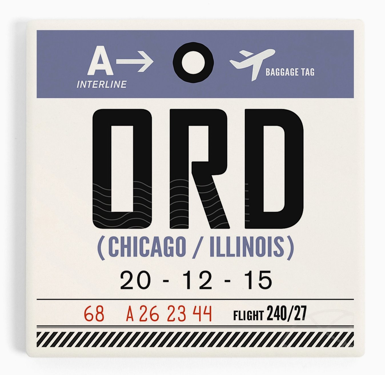 Chicago O'hare Luggage Tag Ceramic Coaster