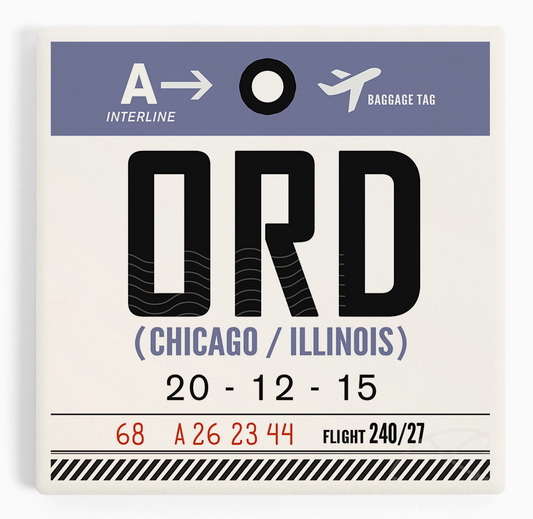 Chicago O'hare Luggage Tag Ceramic Coaster