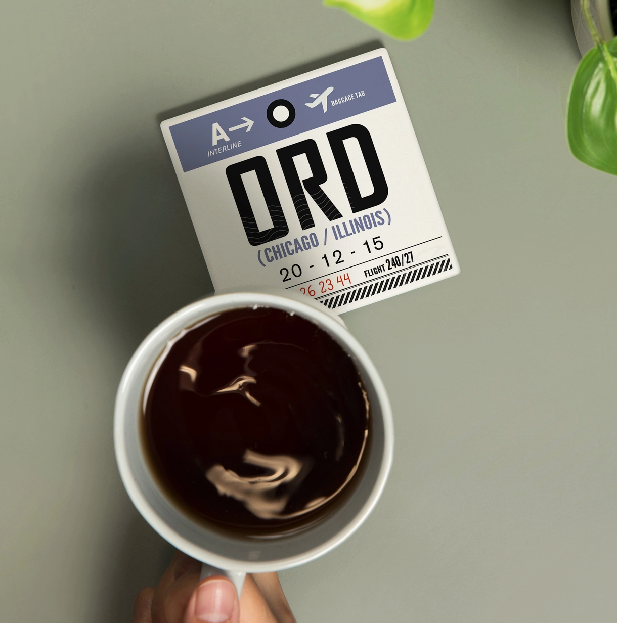 Chicago O'hare Luggage Tag Ceramic Coaster