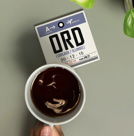 Chicago O'hare Luggage Tag Ceramic Coaster