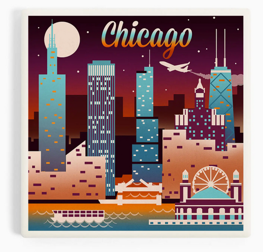 Chicago Chromatic Skyline Ceramic Coaster