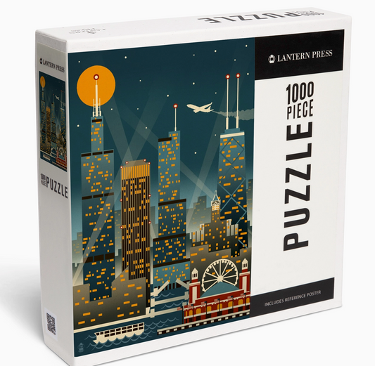 Chicago Retro Skyline Puzzle: 1000 Piece