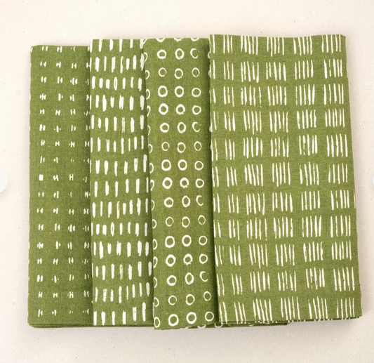 Set/4 Cotton Napkins: Moss Green
