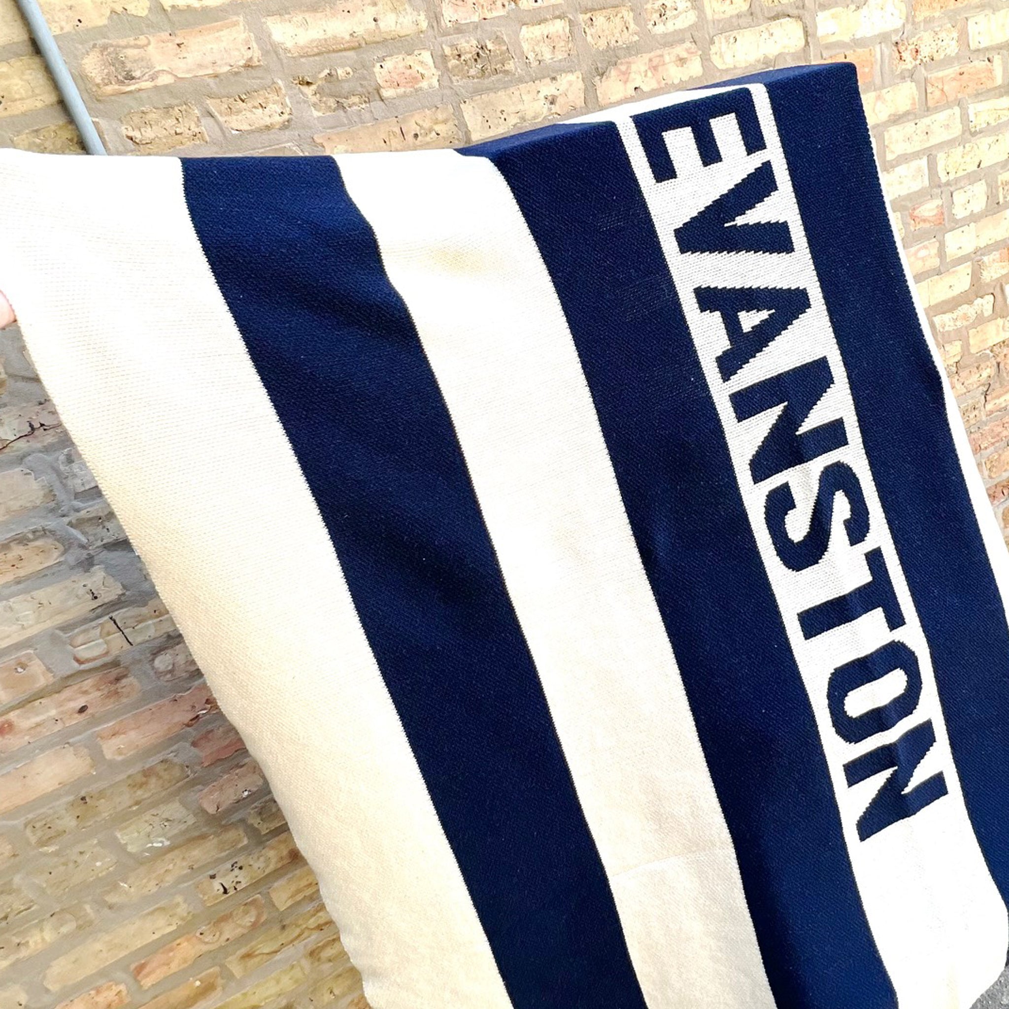 Navy and discount cream throw blanket