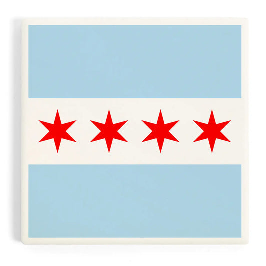 Chicago Flag Ceramic Coaster