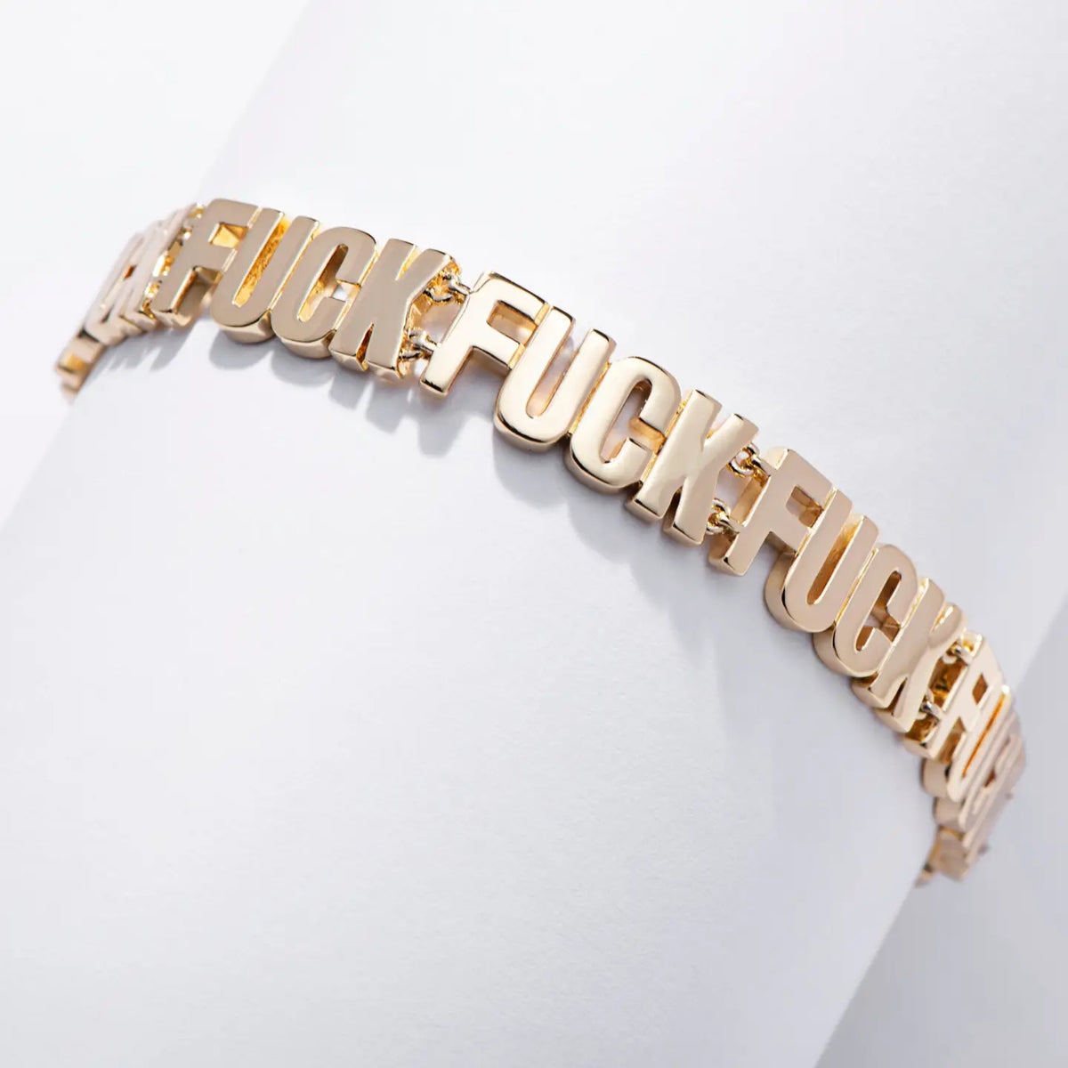 14k Gold Plate Fuck Fuck Fuck Chain Link Bracelet (Small)