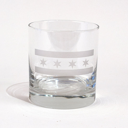 Chicago Flag Whiskey Glass