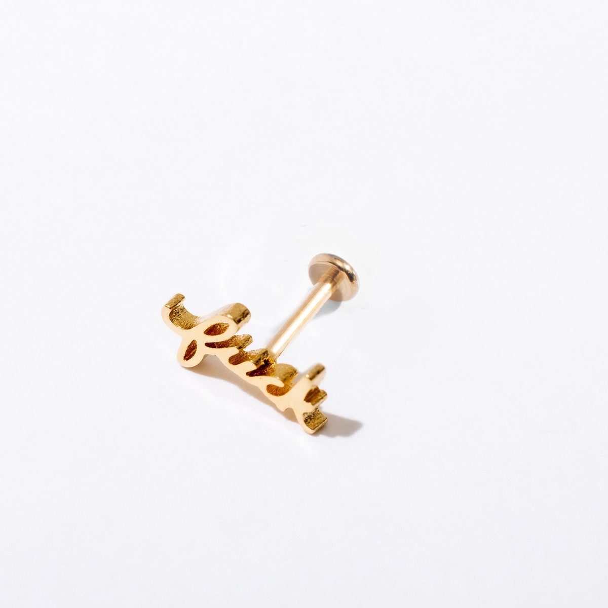 Fuck Script Flat Back Single Earring - Gold