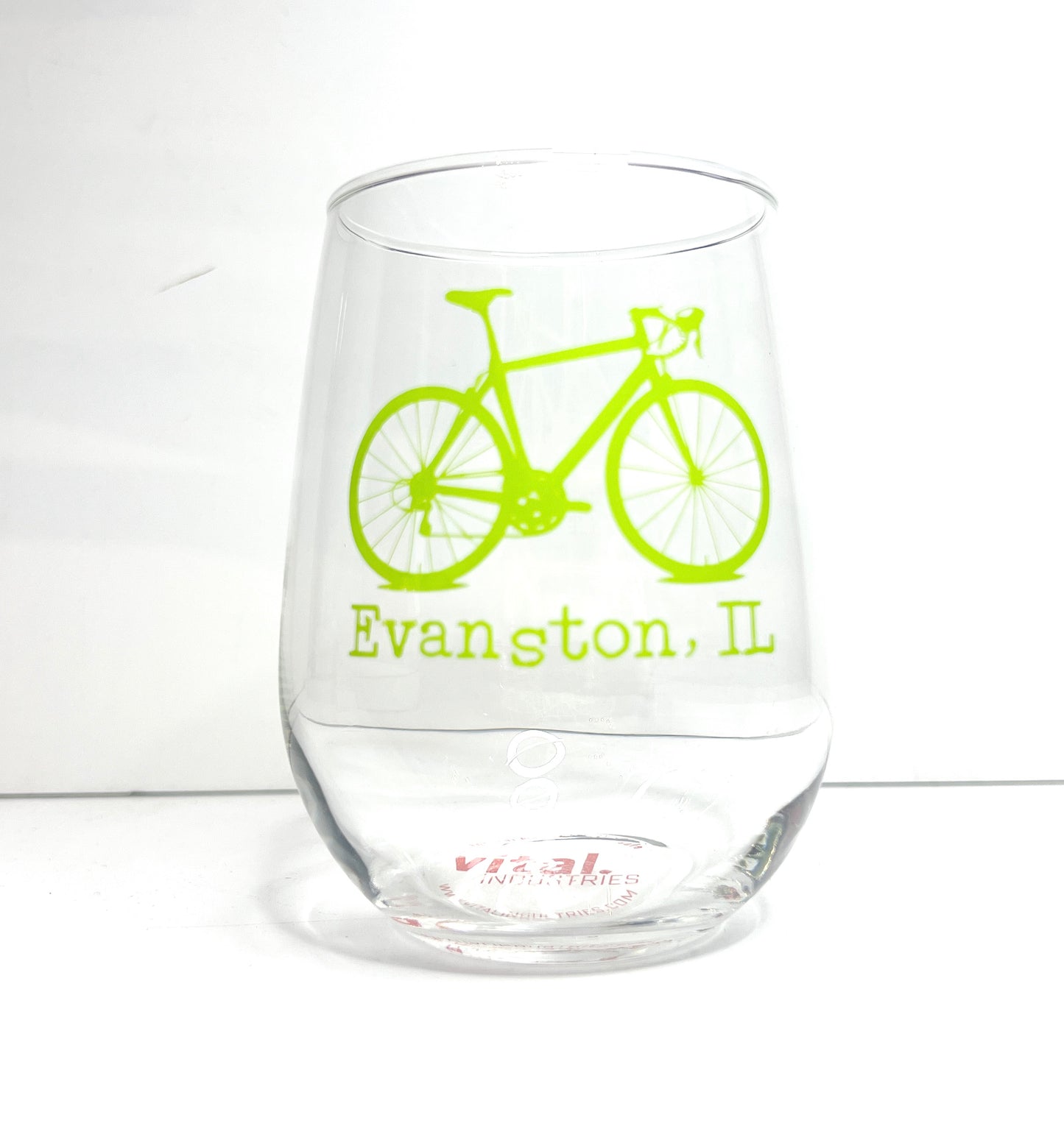 Evanston Lime Green Bicycle Wine Glasses