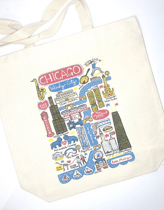 Chicago Map Art Tote Bag