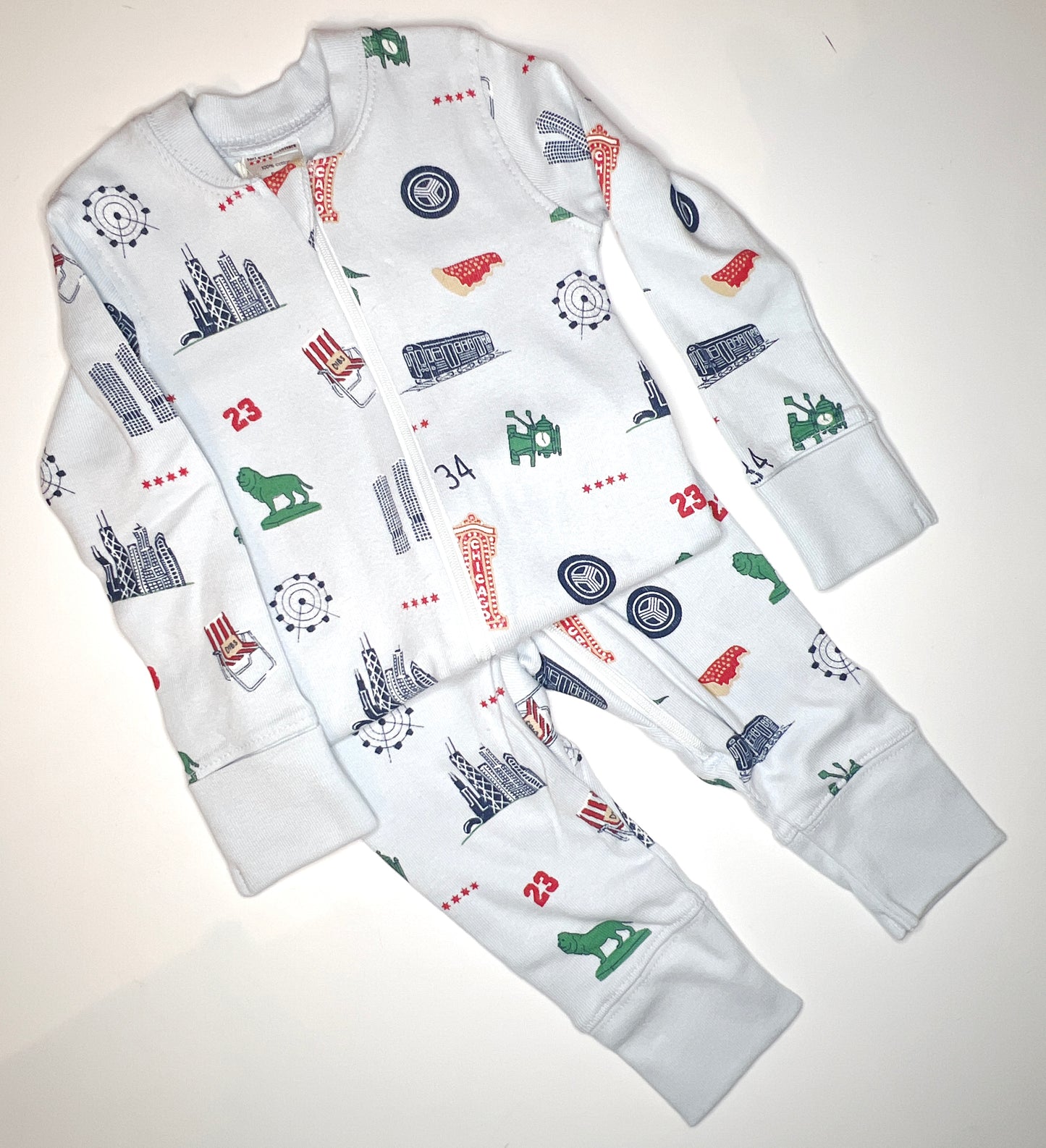 Chicago Icons Zip Up Baby Pajamas