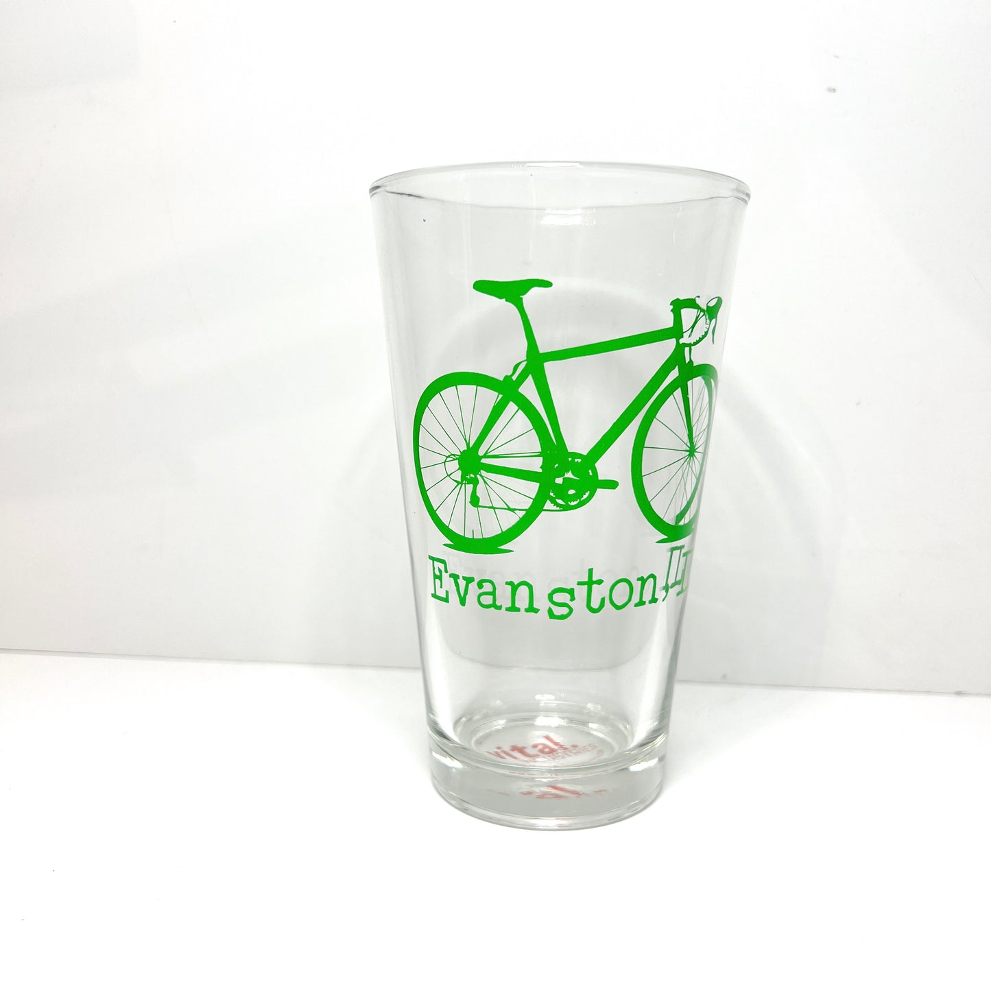 Green Evanston Bicycle Pint Glass