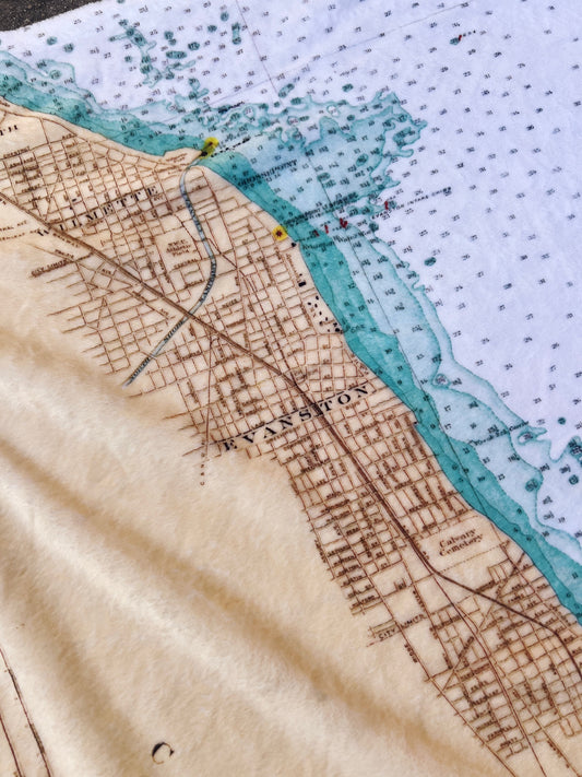 Evanston/Chicago Maritime Map Blanket