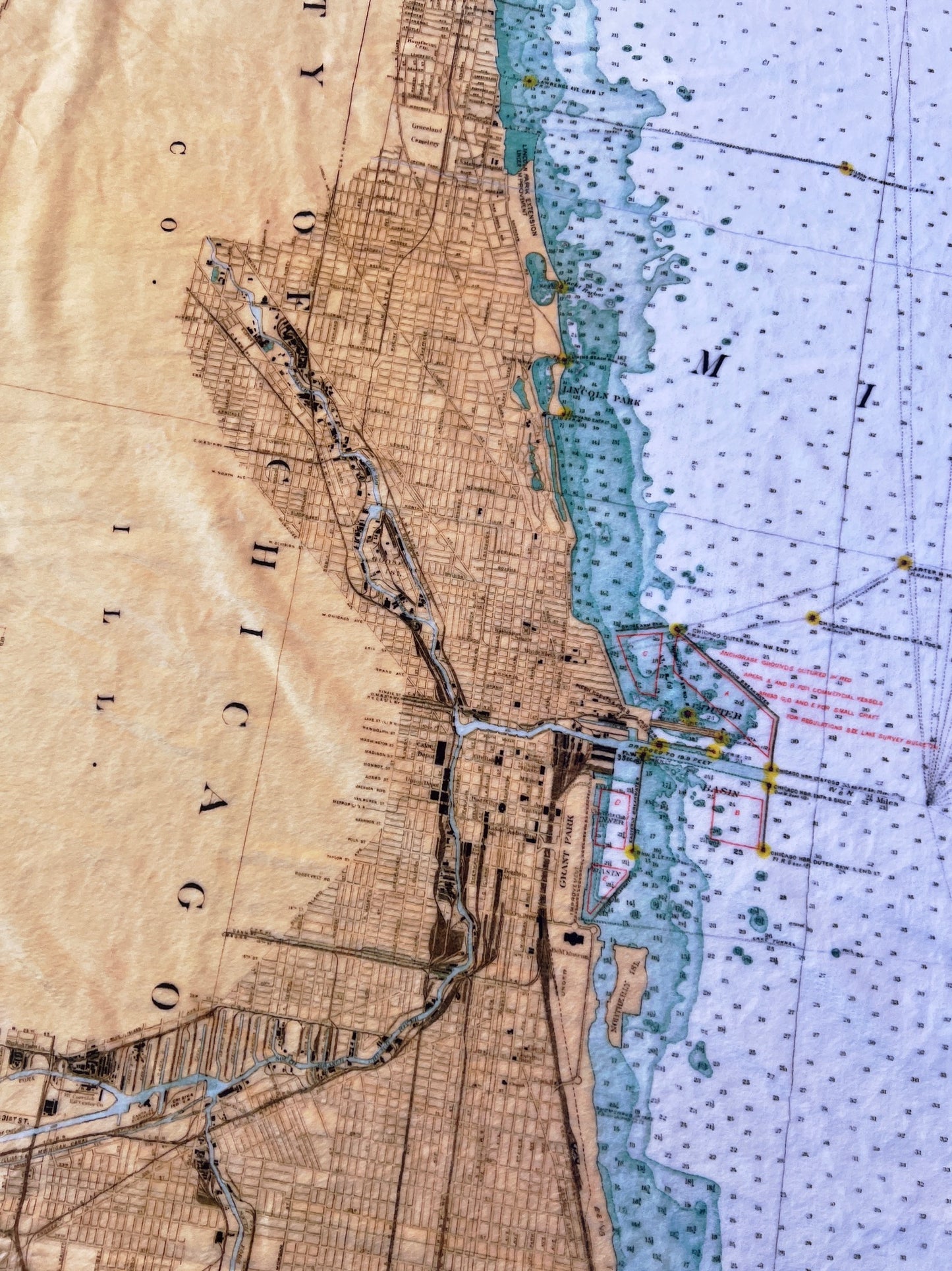 Evanston/Chicago Maritime Map Blanket