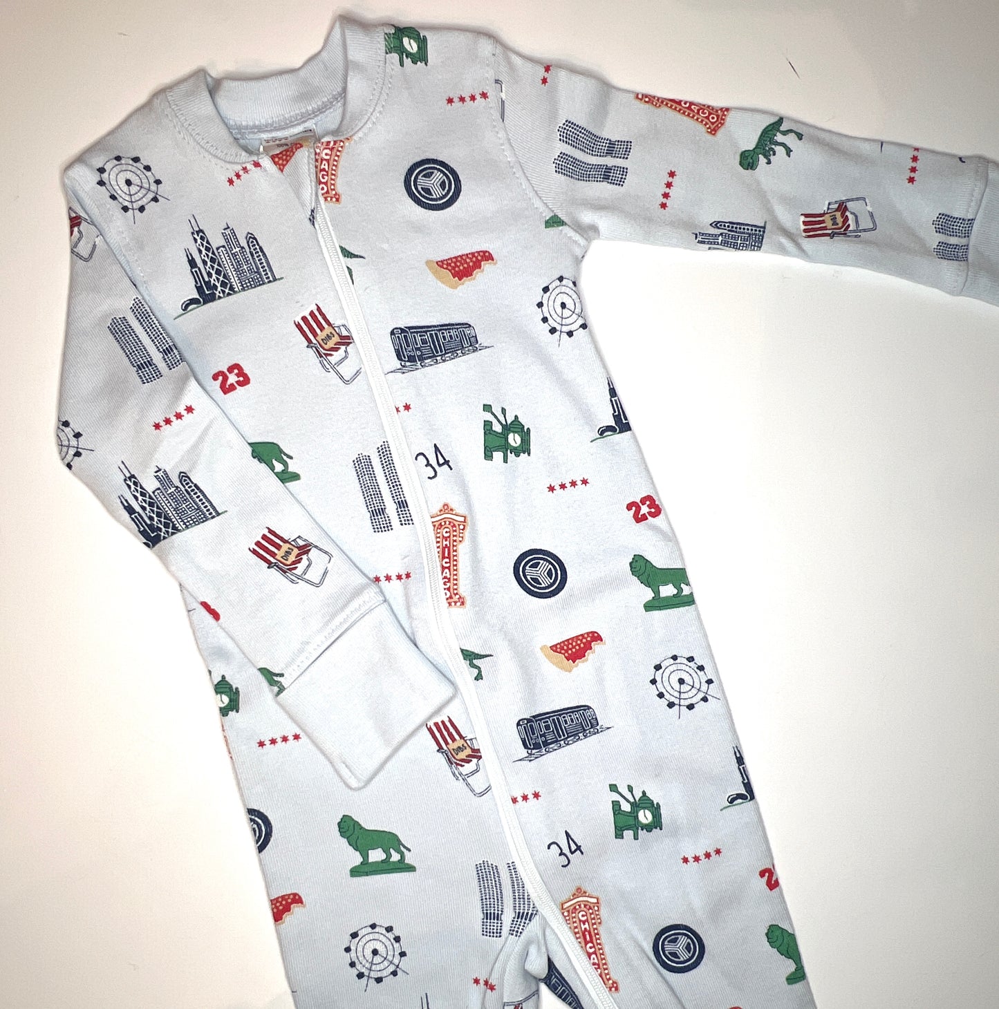 Chicago Icons Zip Up Baby Pajamas