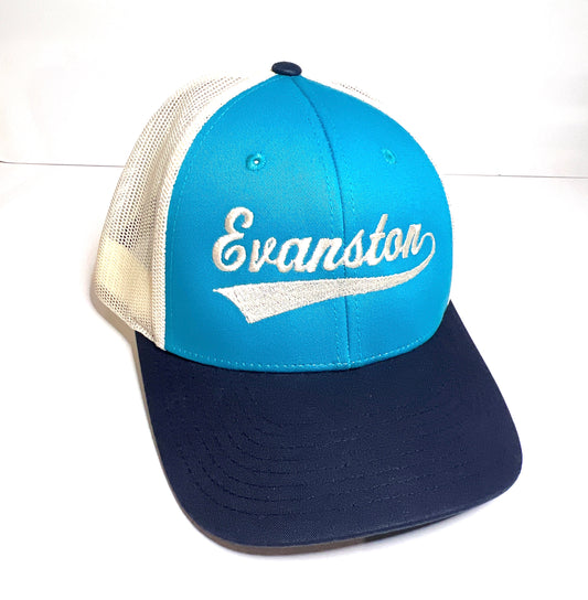 Turquoise Evanston Script Embroidered Baseball Hat