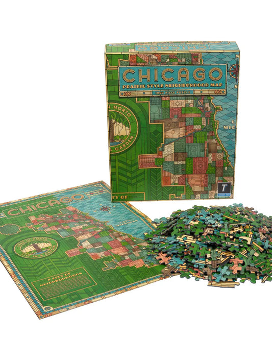 Chicago Prairie Style Neighborhood Map 1000 Piece Puzzle