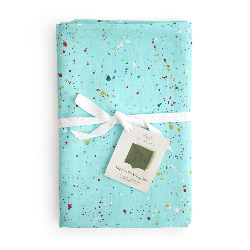 Rainbow Speckles Fabric Gift Wrap Set