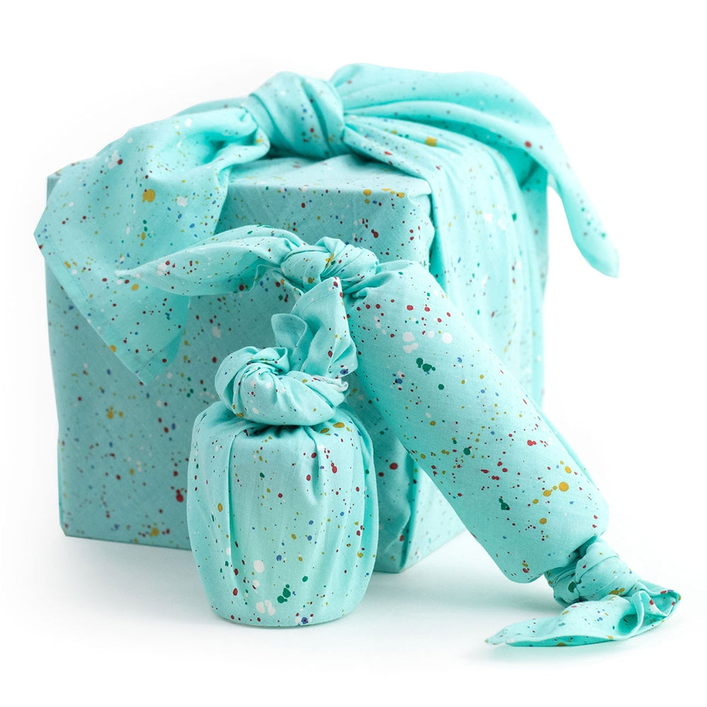 Rainbow Speckles Fabric Gift Wrap Set