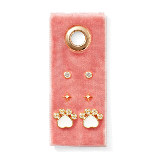 Paw Gold Stud Gift Set - 3 Pairs of Earrings