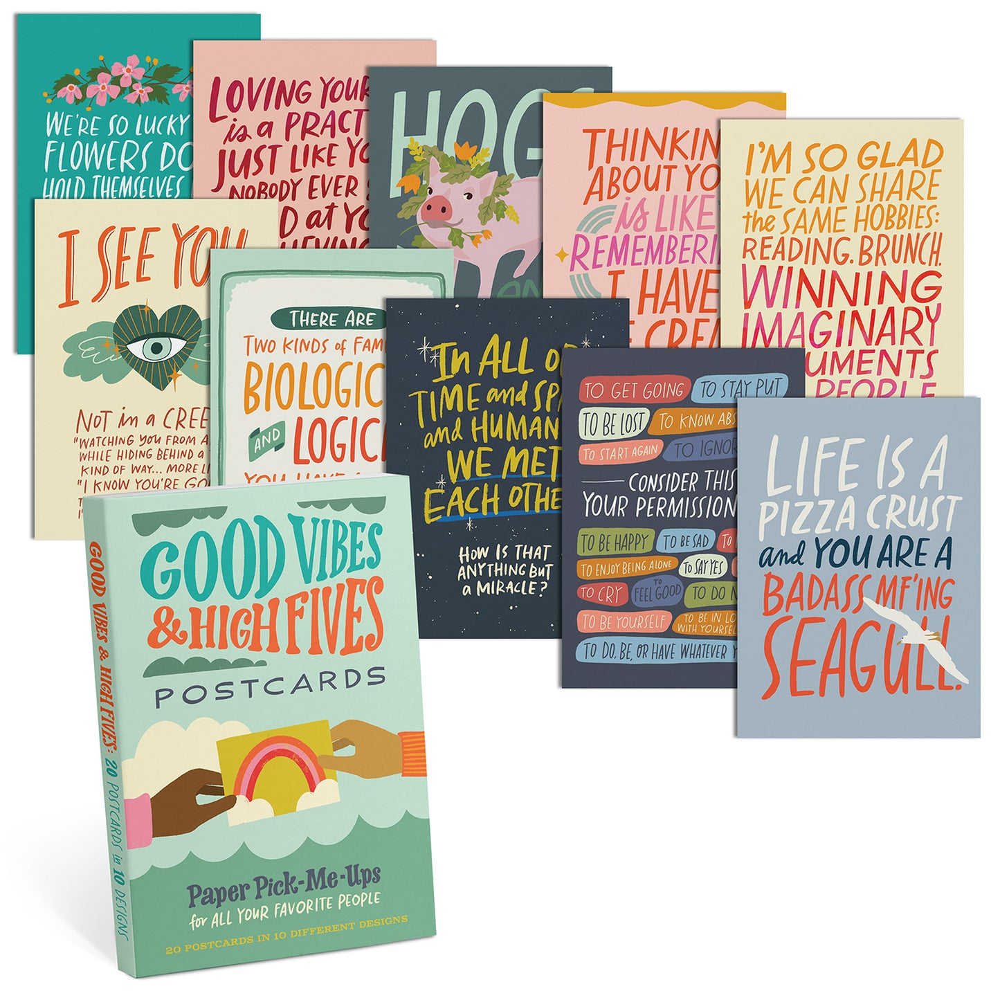 Good Vibes & High Fives Postcard Book - Book of 20 Postcards