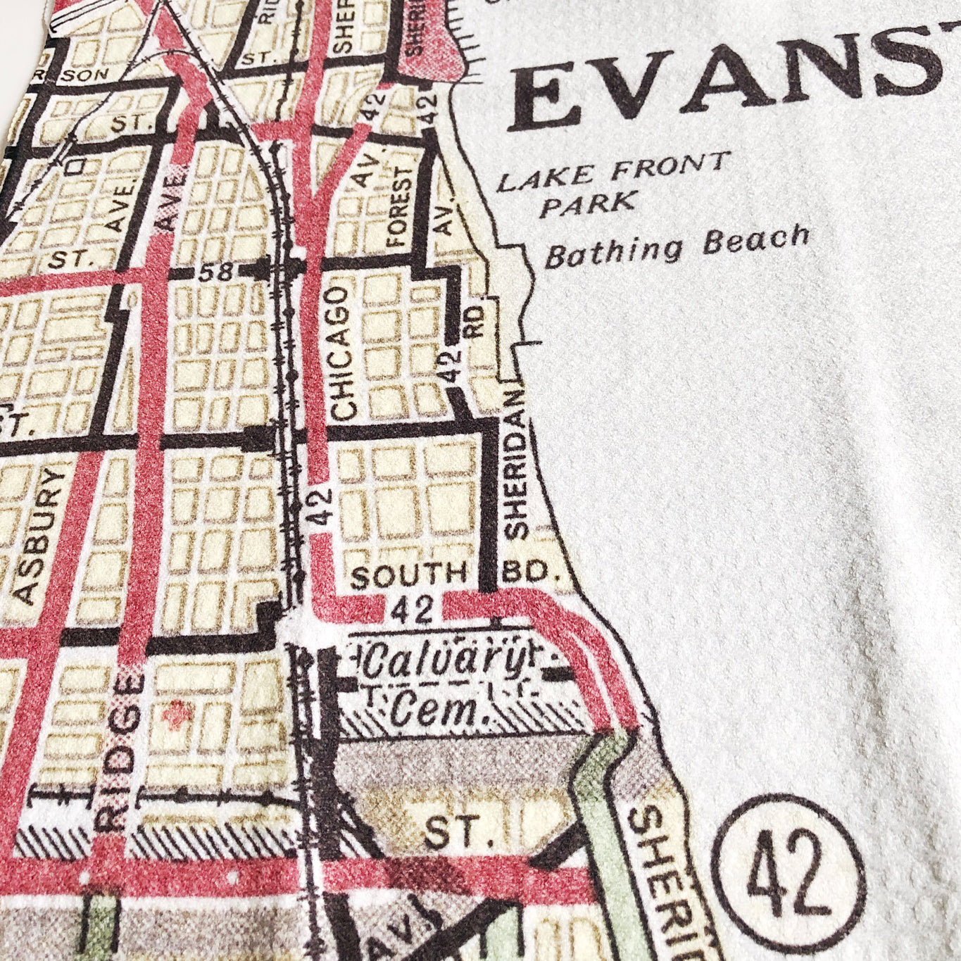 Evanston Map Tea Towel