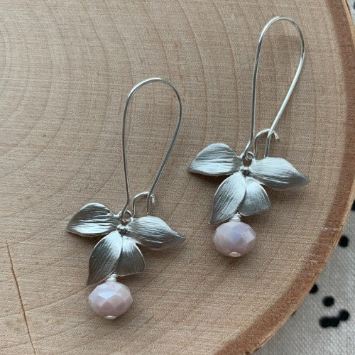 Silver Plumeria Earrings - Lavender