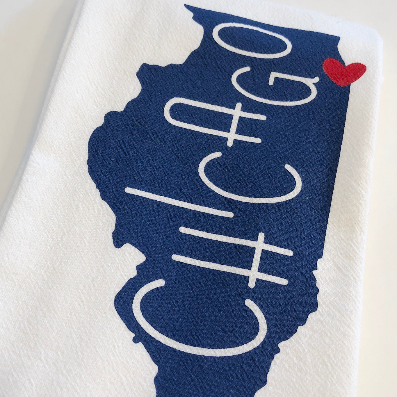 Navy Chicago Love Tea Towel