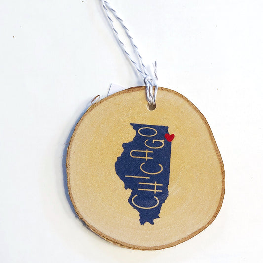 Navy Chicago Love Ornament