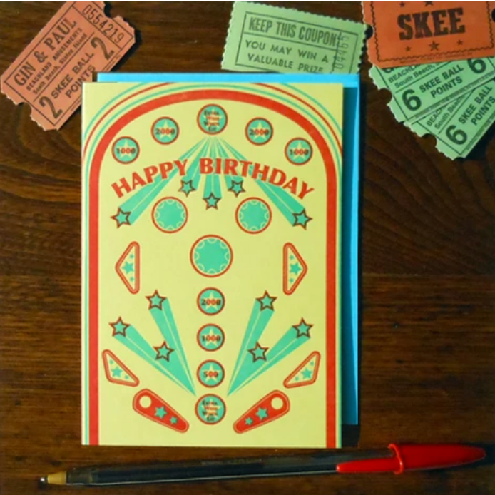 Pinball Birthday Greeting Card