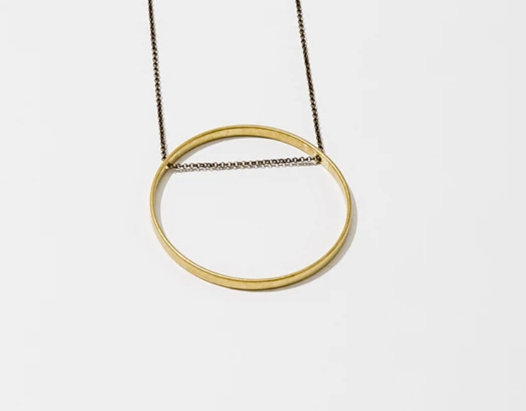 Medium Brass Horizon Circle Necklace