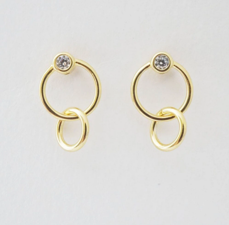 Gold Crystal Link Earrings