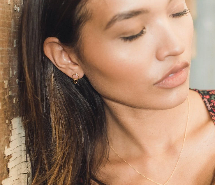 Gold Crystal Link Earrings