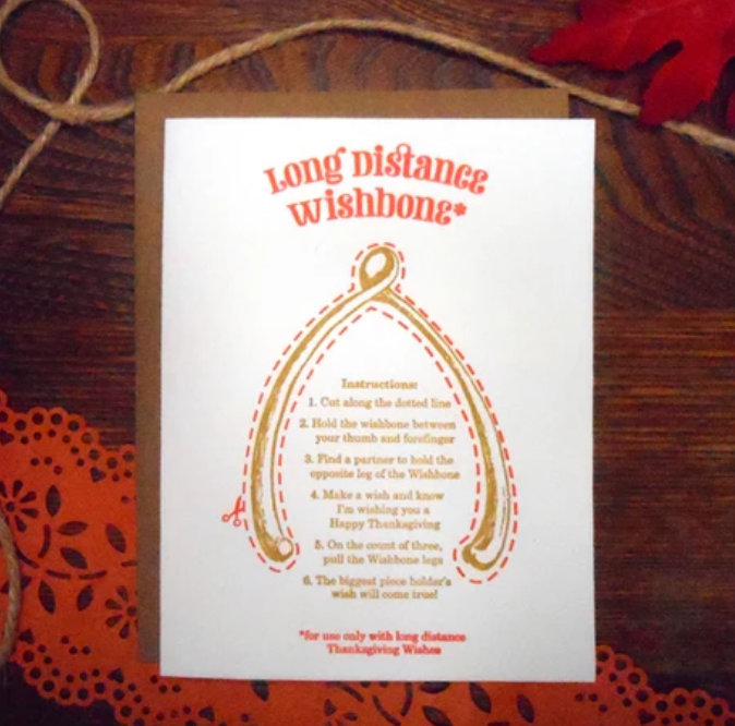 Long Distance Wishbone Thanksgiving Card