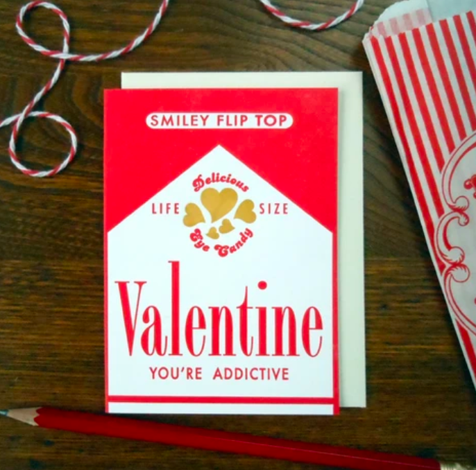 Valentine Candy Cigarettes Greeting Card