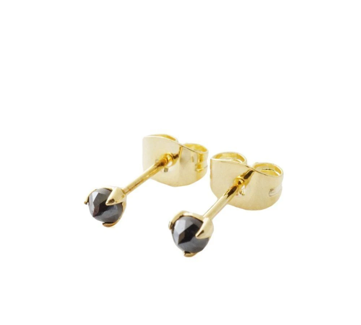 Gold Iron Ore Solitaire Stud Earrings