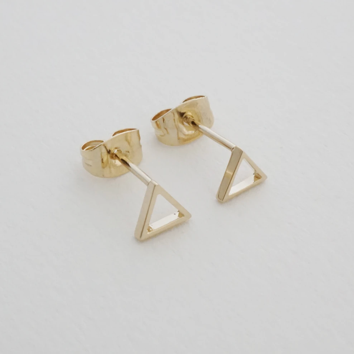 Gold Open Triangle Stud Earrings