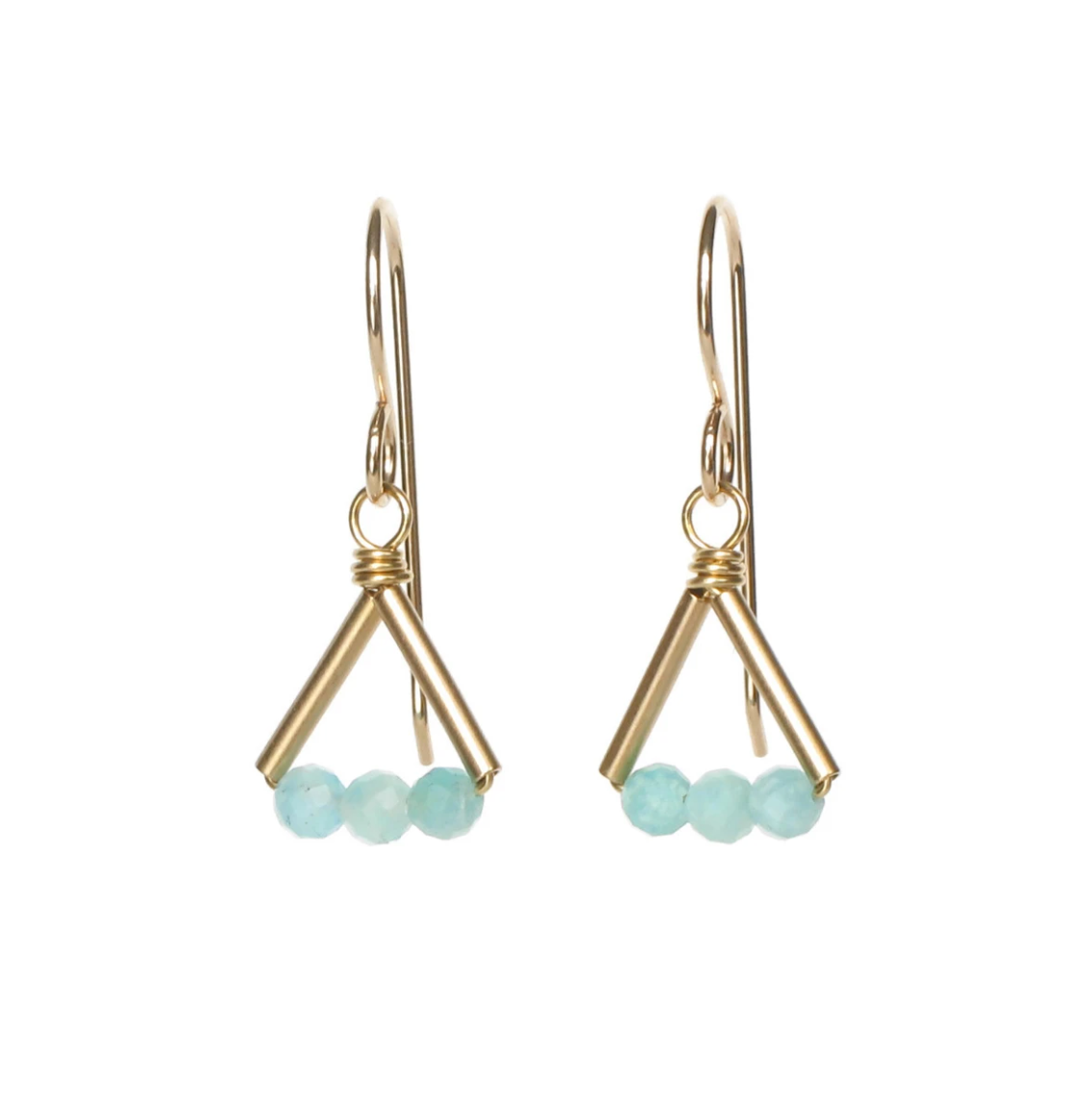 Lin Earrings: Gold & Amazonite